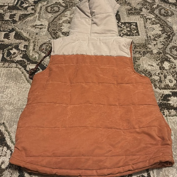 Hem & Thread ladies rust colored flannel detail vest small winter vest layering - Picture 2 of 4